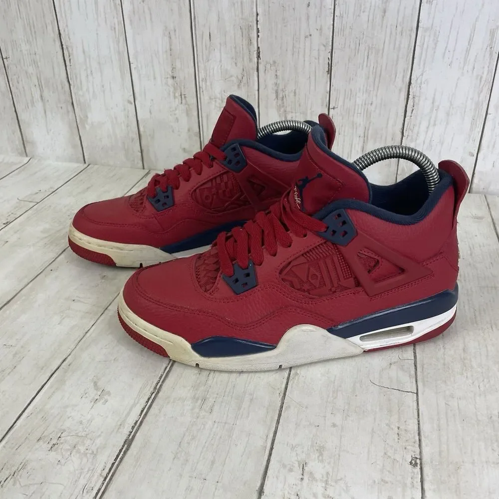 Nike Boys Air Jordan 4 408452-617 Red Basketball Shoes Sneakers Size 7Y